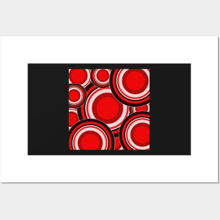 red white and black geometric pop art circle pattern Posters and Art